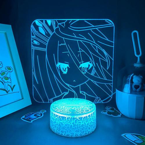 No Game No Life Lampe Led 3d En Forme De Dessin Animé Shiro, Luminaire Décoratif D'intérieur, Idéal Comme Cadeau D'anniversaire Pour Enfants