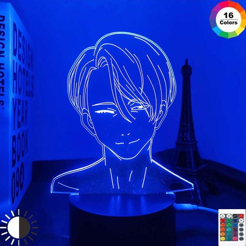 Lampe Led Yuri On Ice Victor Nikiforov, Veilleuse Pour Chambre À Coucher, Cadeau D'anniversaire, Anime, Lampe 3d Victor Yuri On Ice