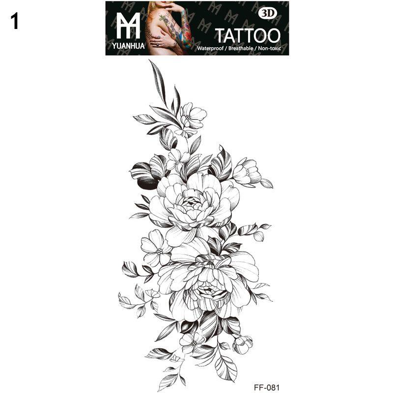 Autocollant de tatouage temporaire à transfert d'eau, fleur de