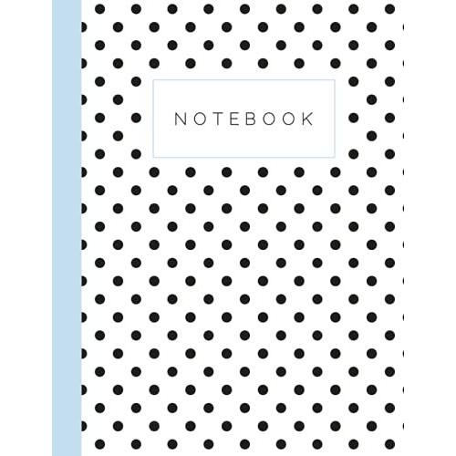 Notebook: Minimal And Simple Polka Dot Seamless Pattern Cover Design And Blue Color Spine Composition Notebook For School College Or Work - 8.5x11 - Standard Ruled Lined Paper