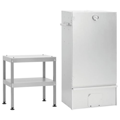 vidaXL Fumoir à four à barbecue avec table acier galvanisé