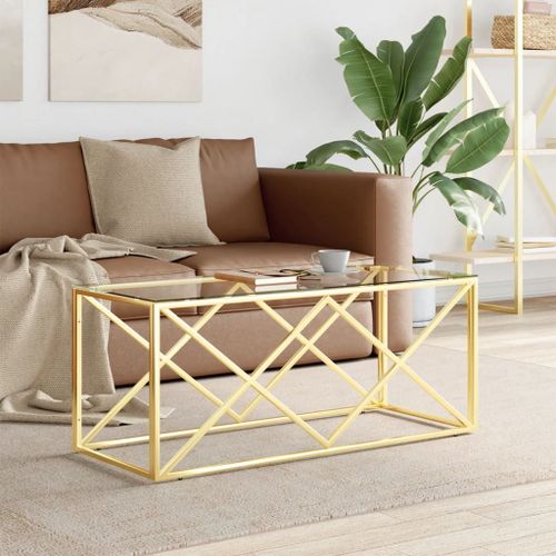 Vidaxl Table Basse 110x45x45 Cm Acier Inoxydable Et Verre