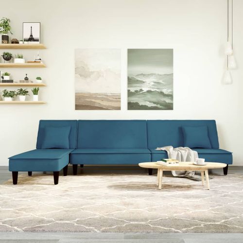 Vidaxl Canapé-Lit En Forme De L Bleu 255x140x70 Cm Velours