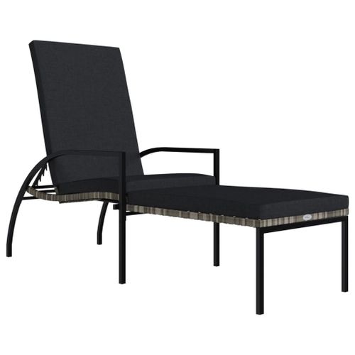 Transat Chaise Longue Bain De Soleil Lit De Jardin Terrasse Meuble D'extérieur Avec Repose-Pied Résine Tressée Gris Helloshop26 02_0012590