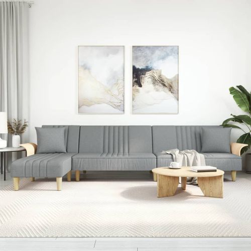 Vidaxl Canapé-Lit En Forme De L Gris Clair 279x140x70 Cm Tissu