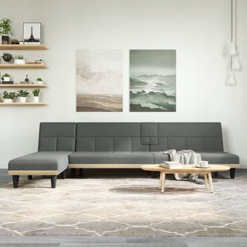 Vidaxl Canapé-Lit En Forme De L Gris Foncé 255x140x70 Cm Tissu