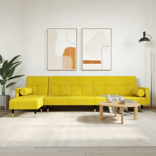 Vidaxl Canapé-Lit En Forme De L Jaune 271x140x70 Cm Velours