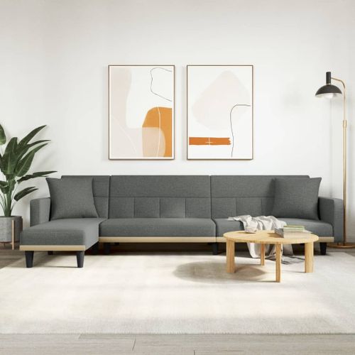 Vidaxl Canapé-Lit En Forme De L Gris Foncé 275x140x70 Cm Tissu