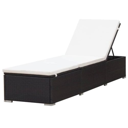 Transat Chaise Longue Bain De Soleil Lit De Jardin Terrasse Meuble D'extérieur Avec Coussin Résine Tressée Marron Helloshop26 02_0012513