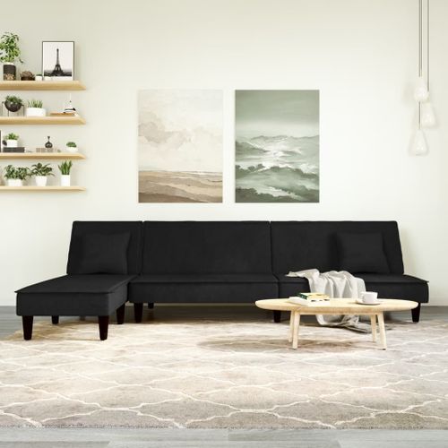 Vidaxl Canapé-Lit En Forme De L Noir 255x140x70 Cm Velours