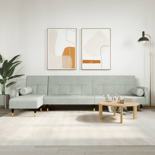 Vidaxl Canapé-Lit En Forme De L Gris Clair 271x140x70 Cm Velours