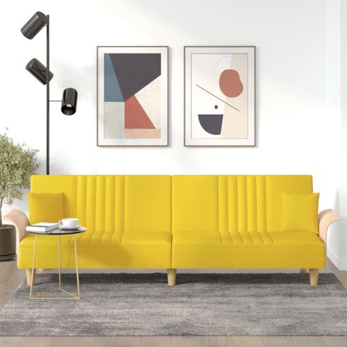 Vidaxl Canapé-Lit Avec Accoudoirs Jaune Clair Tissu