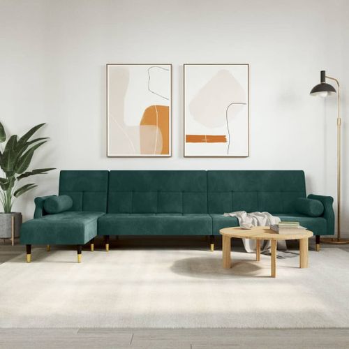 Vidaxl Canapé-Lit En Forme De L Vert Foncé 271x140x70 Cm Velours
