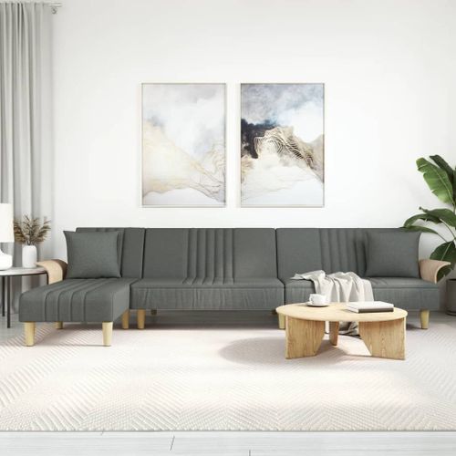 Vidaxl Canapé-Lit En Forme De L Gris Foncé 279x140x70 Cm Tissu