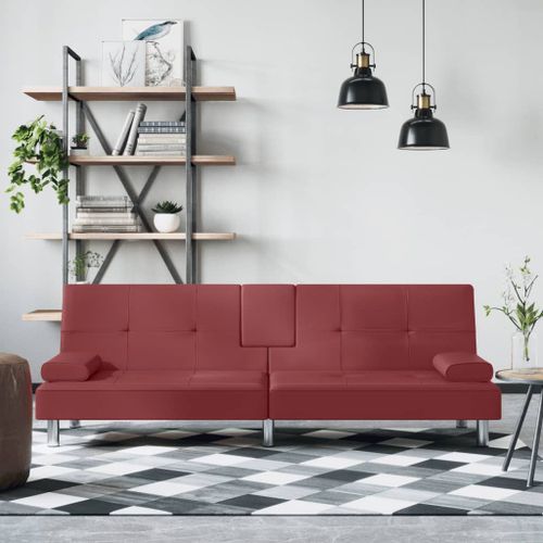 Vidaxl Canapé-Lit Avec Porte-Gobelets Rouge Bordeaux Similicuir