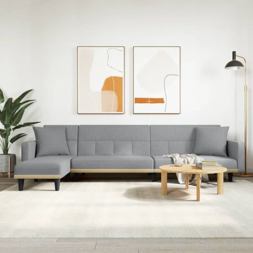 Vidaxl Canapé-Lit En Forme De L Gris Clair 275x140x70 Cm Tissu