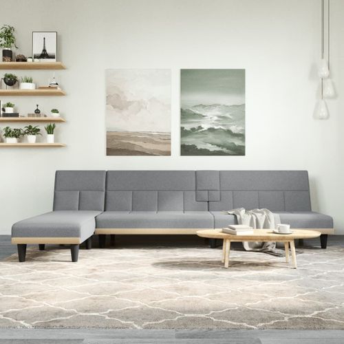 Vidaxl Canapé-Lit En Forme De L Gris Clair 255x140x70 Cm Tissu