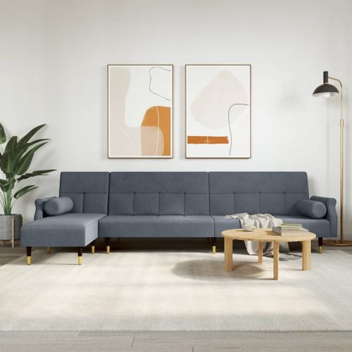 Vidaxl Canapé-Lit En Forme De L Gris 271x140x70 Cm Velours