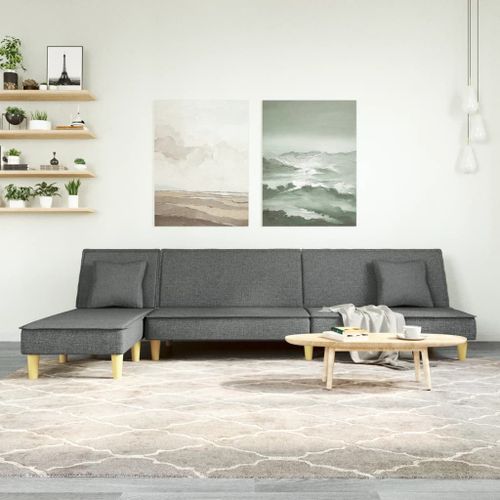 Vidaxl Canapé-Lit En Forme De L Gris Foncé 255x140x70 Cm Tissu