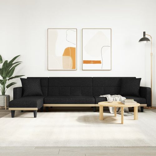 Vidaxl Canapé-Lit En Forme De L Noir 275x140x70 Cm Tissu