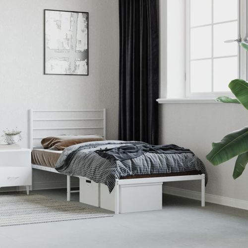 Vidaxl Cadre De Lit Métal Sans Matelas Et Tête De Lit Blanc 100x190 Cm