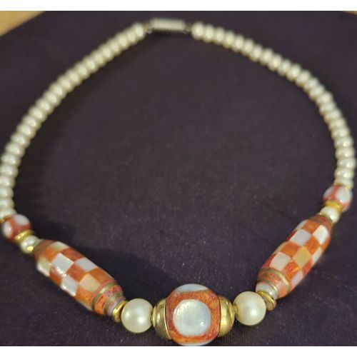 Très Beau Collier Vintage De Perles Fantaisies