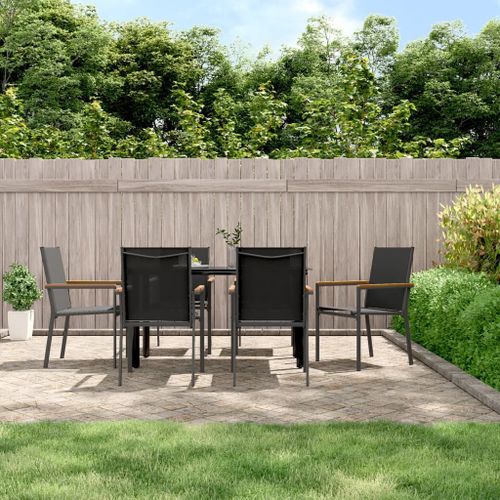 Vidaxl Chaises De Jardin Lot De 6 Noir 55x61,5x90cm Textilène Et Acier
