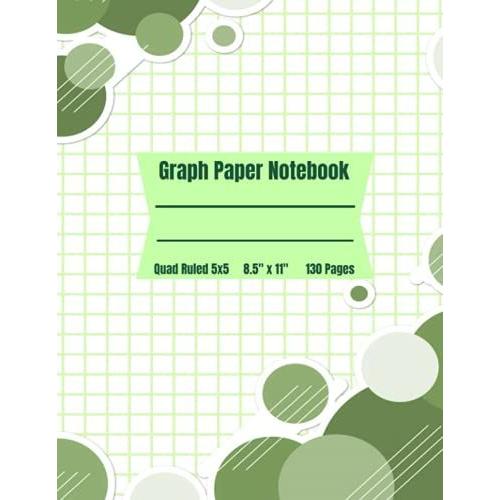 Graph Paper Notebook, Quad Ruled 5 X 5 - 8.5 X 11: Math And Science Composition Notebook For Students (Graph Paper Notebooks) - Green Circular Atom Designs