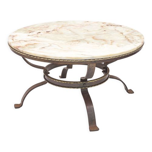 Table Ronde Fer Forg Onyx 1950 Blanc