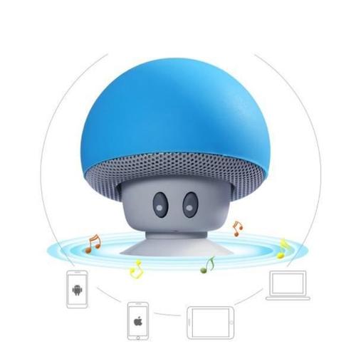 Enceinte Champignon Bluetooth pour NINTENDO Switch Smartphone Ventouse Haut-Parleur Micro Mini - Couleur:BLEU