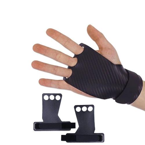 Maniques Carbone 3 Trous Pour Protection Des Mains,Hand Grip Crossfit Pour La Gymnastique Ou La Musculation(M)