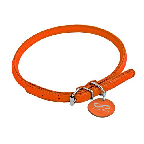 Chapuis Sellerie Glamour Collier Réglable Rond En Cuir Pour Chien Chat Orange Diam Tre 8 Mm Longueur 20-25 Cm Taille S