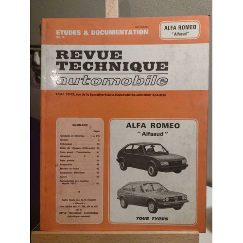 Revue Technique Automobile Alfa Romeo Alfasud Tous Types Cip 3463
