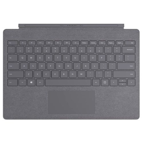 Clavier Microsoft Signature Type Cover pour Surface Pro  compatible Surface Pro 3/4/5/6/7 (Alcantara platine,AZERTY rétroéclairage LED, pavé tactile en verre) (FFP-00004)