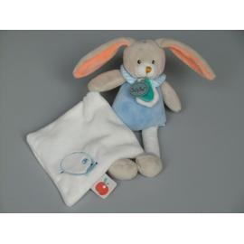 Doudou lapin gris mouchoir blanc BABY NAT