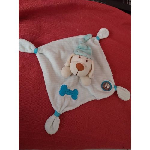 Doudou Plat Chien Bleu Os