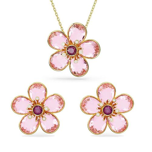 Ensemble De Bijoux Floraux En Acier Inoxydable Pour Femmes,Collier,Boucles D'oreilles,Matiques,Bijoux De Fête D'été,Mode Pour Dames,Tendance 2024