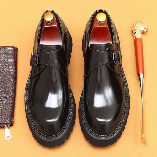 Chaussures Provoqué En Cuir Verni Italien Pour Hommes,Chaussures Oxfords De Mariage,Cuir Véritable,Marque De Luxe,Mode Faite À La Main,Plate-Forme Élégante - 37