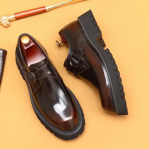 Chaussures Chaussures Provoqué En Cuir Verni Italien Pour Hommeschaussures Oxfords De Mariagecuir Véritablemarque De Luxemode Faite La Mainplateformelégante