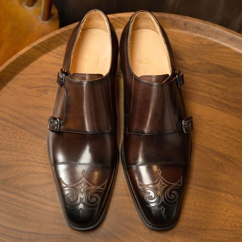 Chaussures Hanmcechaussures Provoqué En Cuir Véritable Pour Hommeschaussures De Moine Avec Semelle En Caoutchoucfêtemeilleure Vente