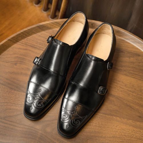 Chaussures Hanmcechaussures Provoqué En Cuir Véritable Pour Hommeschaussures De Moine Avec Semelle En Caoutchoucfêtemeilleure Vente