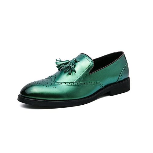 Chaussures Hkdqchaussures En Cuir Verni Glandslégants Pour Hommesmocassins Enfiler Décontractéschaussures Provoqué Brogue Violetmode