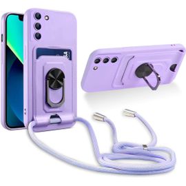 Cordon De Coque Compatible Avec Samsung Galaxy S20 Fe 4g/5g,[Bquille 360¡Ã Rotatif] [Fentes Pour Cartes] Antichoc Rglable Lanyard Silicone Case - Pourpre