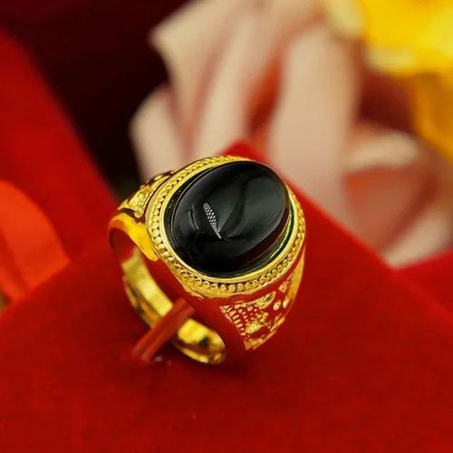 Ensemble De Matiques En Or 999 Véritable,Bague En Agate Porte-Bonheur,Ouverture Réglable,18 Carats