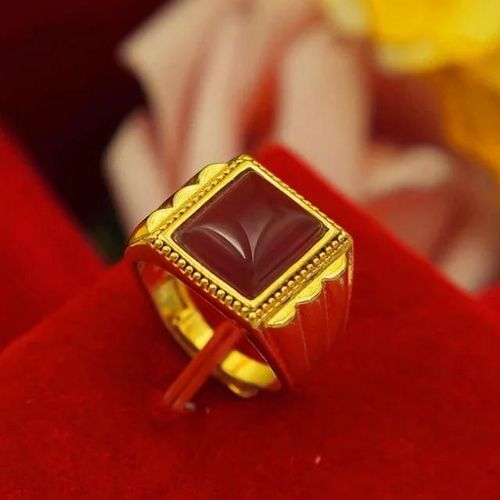 Bague En Or Véritable 24 Carats Avec Ouverture Réglable,Bague Porte-Bonheur En Agate,999