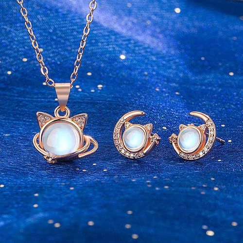 Andara-Ensemble De Bijoux Fins En Argent Regardé 925 Pour Femme,Pendentif Étoile Et Opale,Collier Et Boucles D'oreilles,Cadeau De Fiançailles