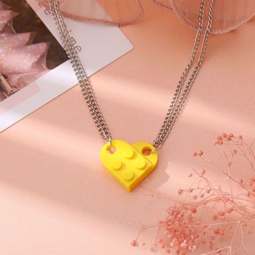 Collier D'amour En Forme De C?ur Pour Couples,2 Pièces,Pour Amoureux,Femmes,Hommes,Colliers Pour Amis,Bijoux Cadeau De Saint Valentin