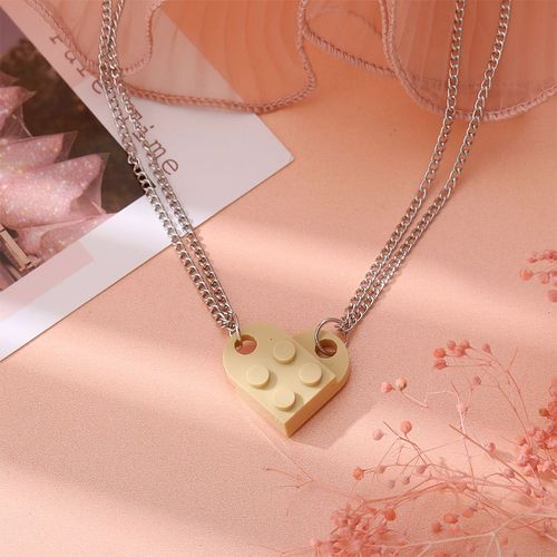 Collier D'amour En Forme De C?ur Pour Couples,2 Pièces,Pour Amoureux,Femmes,Hommes,Colliers Pour Amis,Bijoux Cadeau De Saint Valentin