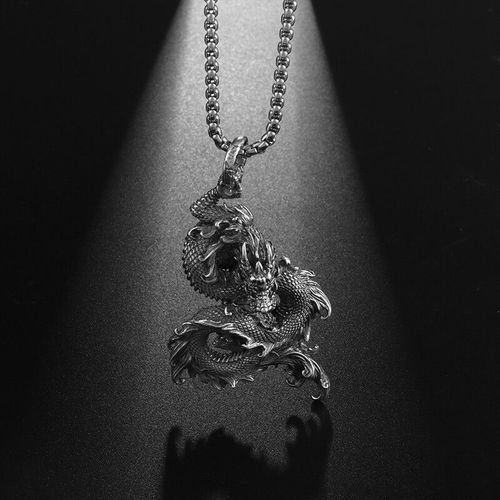 Collier Pendentif Double Dragon En Acier Inoxydable Pour Homme,Bijoux De Fête Dominateurs,Style Chinois,Chanteur Yin,Design Créatif,Tendance