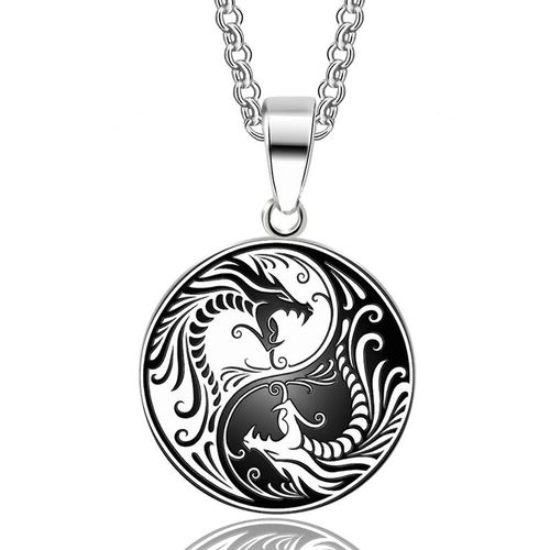 Collier Pendentif Double Dragon En Acier Inoxydable Pour Homme,Bijoux De Fête Dominateurs,Style Chinois,Chanteur Yin,Design Créatif,Tendance